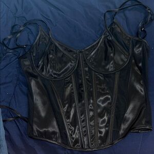 Fashion Nova Black Satin Top